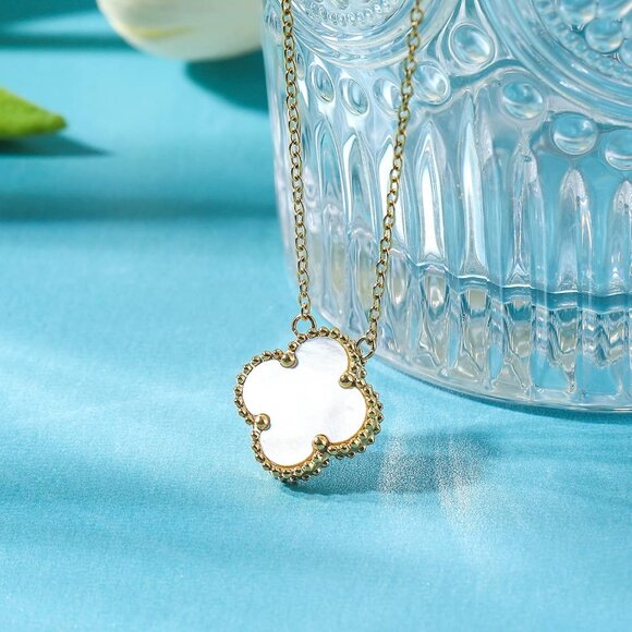 ⚡Lucky Clover Necklace For Women Girls 18K Gold Plated Titanium Steel Pendant - Picture 7 of 7